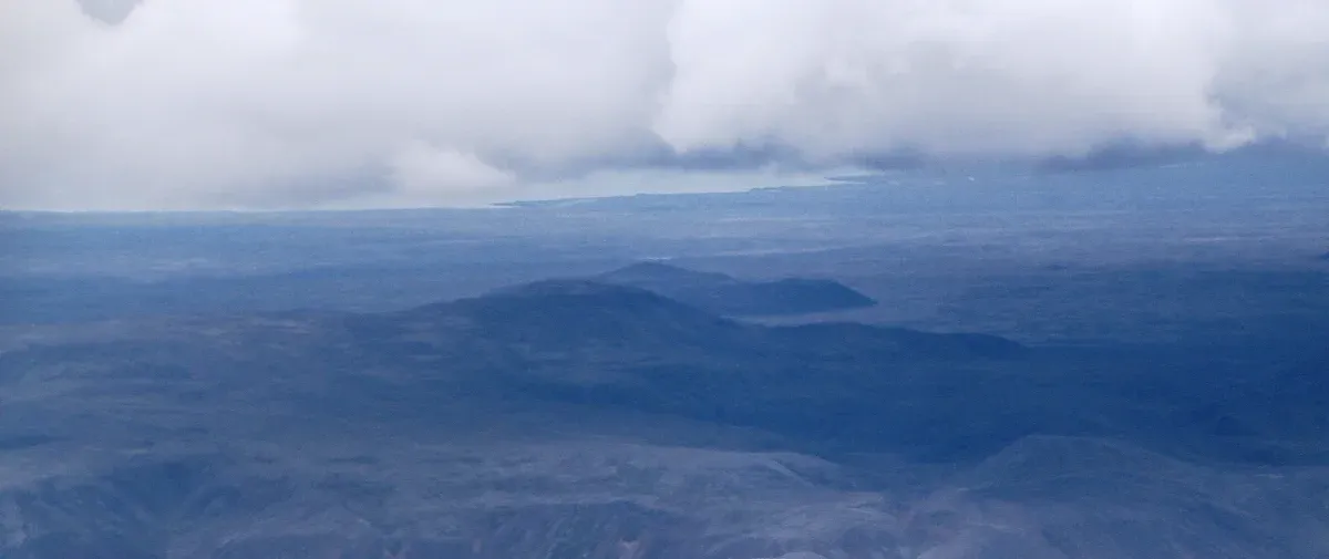Aerial view of the Langihryggur ridge above road 427 on a Fagradalsfjall volcano tour, Reykjanes Peninsula